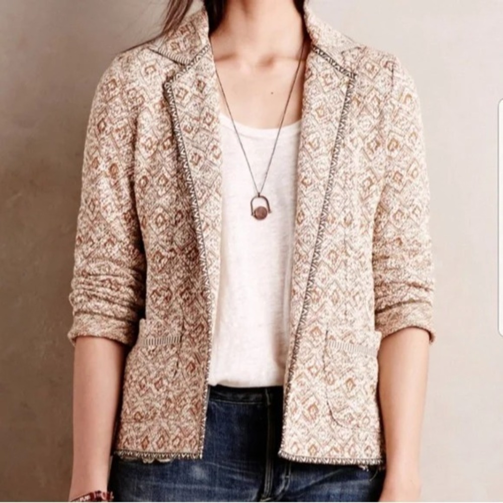Anthropologie Saturday/Sunday Brown Paracas Knit Blazer XS